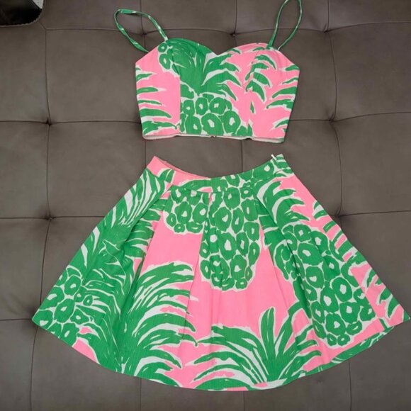 Lilly Pulitzer Parfait 2 piece Crop Top Set / Pink Flamenco / Size 00 - Picture 1 of 4